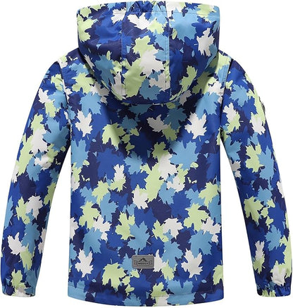 MGEOY Boys Girls Rain Jackets Lightweight Waterproof Hooded Raincoats Windbreakers for Kids 4-14Y