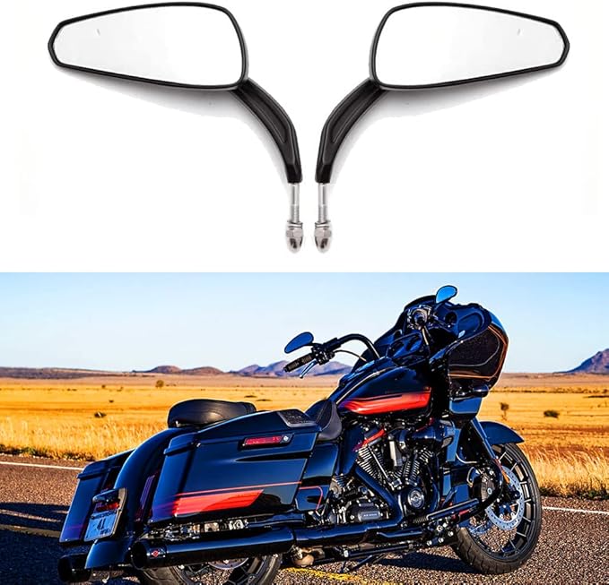 Black Sportster Mirrors for Harley Road King Street Electra Glide Dyna Softail Road Glide Motorcycle Rearview 1982-2019 2020 2021 2022 (Black Irregular)