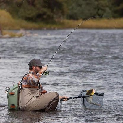 Sougayilang Fishing Net Fish Landing Net, Foldable Collapsible Telescopic Pole with EVA Handle, Durable Nylon Material Mesh, Safe Fish Catching or Releasing