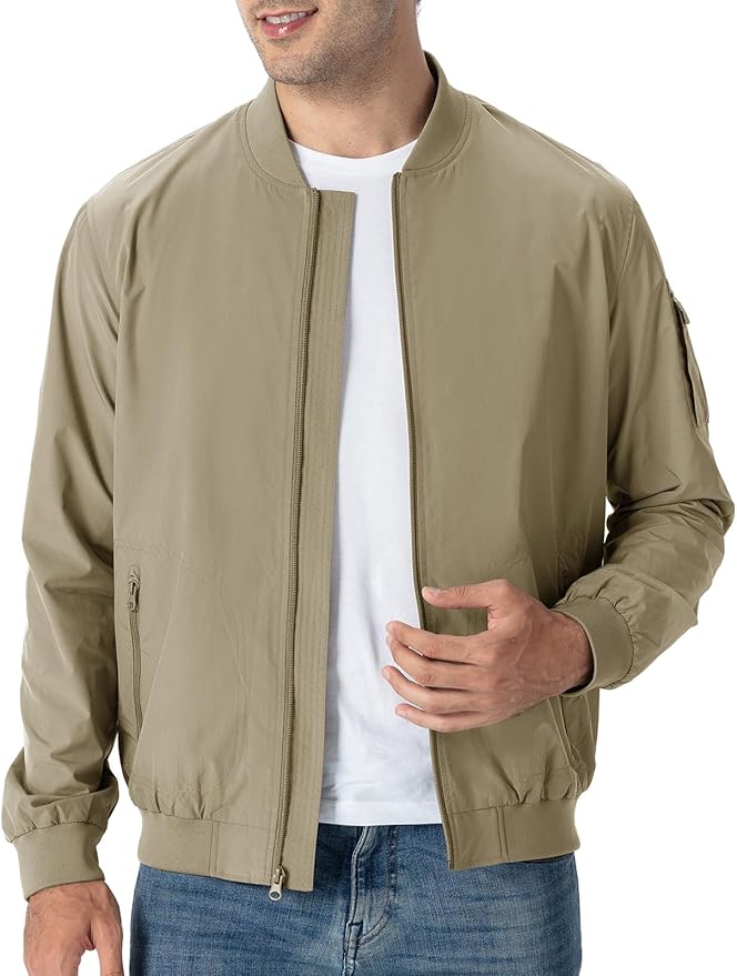 TBMPOY Men's Lightweight Bomber Jackets Light Windbreaker Casual Stylish Fall Golf Zip Up Dress Business Varsity