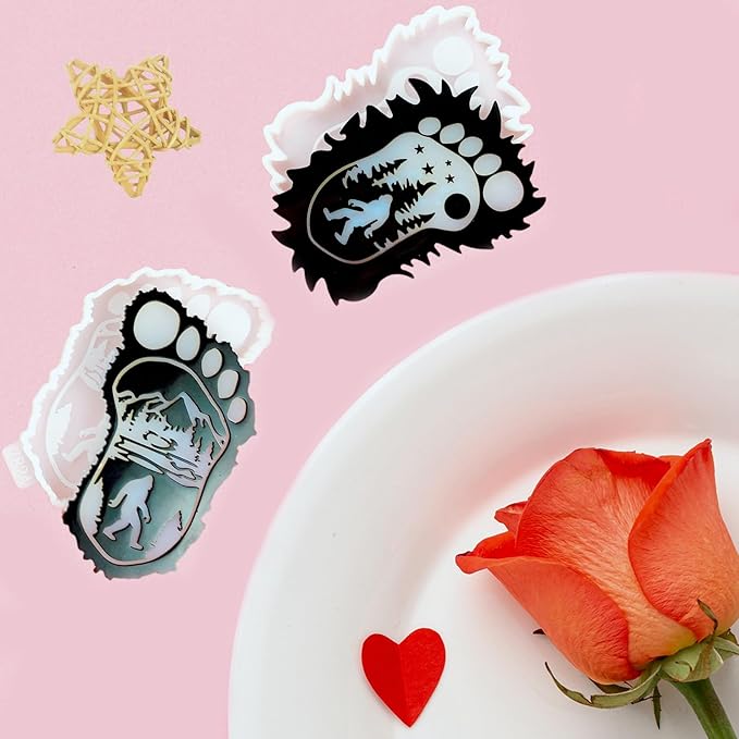 2pcs Foot Coaster Silicone Molds, Bigfoot Sasquatch Epoxy Resin Casting Mold for Drink Coasters, Cup Mats, Home Decoration, Handmade Crafts