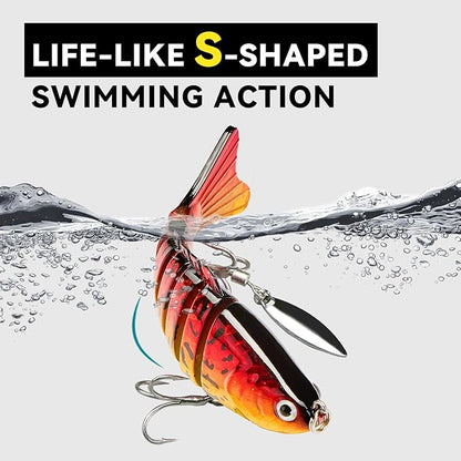 Fishing Lures with Spinner Baits Blades for Topwater, Swimbait for Trout and Bass Slow Sinking, 5pcs Fishing Hard Baits