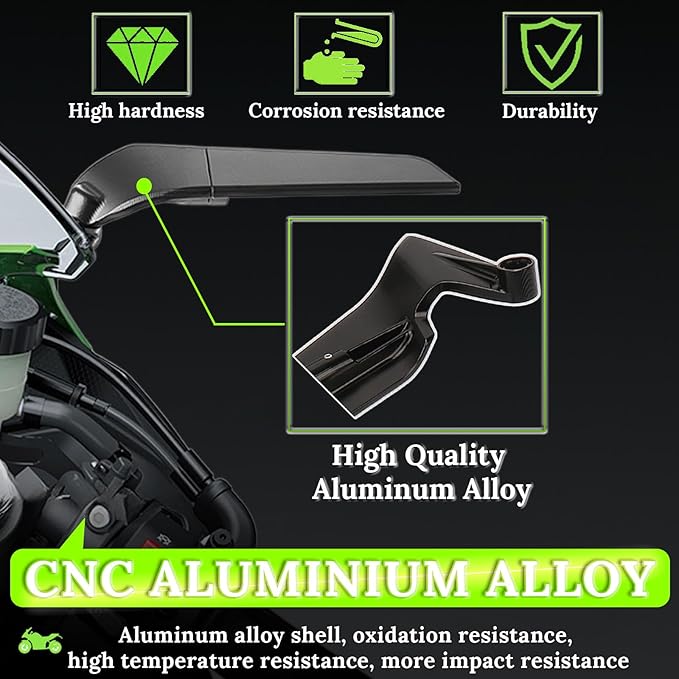 Motorcycle Rear View Mirrors, Stealth Wind Wing Side Mirrors Compatible with 2025 Kawasaki Z400 Z650 Z900 Z1000 Duke 125 200 250 390 690 790 1290 MT03 MT07 MT09 MT10 etc(Anti-glare)