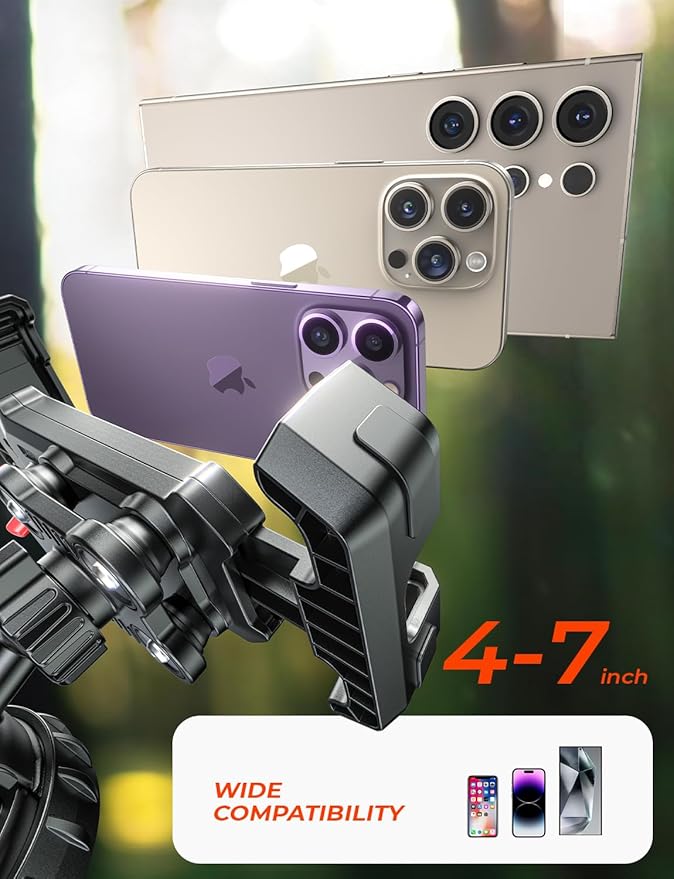 LISEN Bike Phone Holder with Vibration Dampener, [2025 Upgrade] Motorcycle Phone Mount, Bicycle Phone Holder, Handlebar Phone Mount, Dirt Bike Accessories, for iPhone Samsung Google Pixel, Red