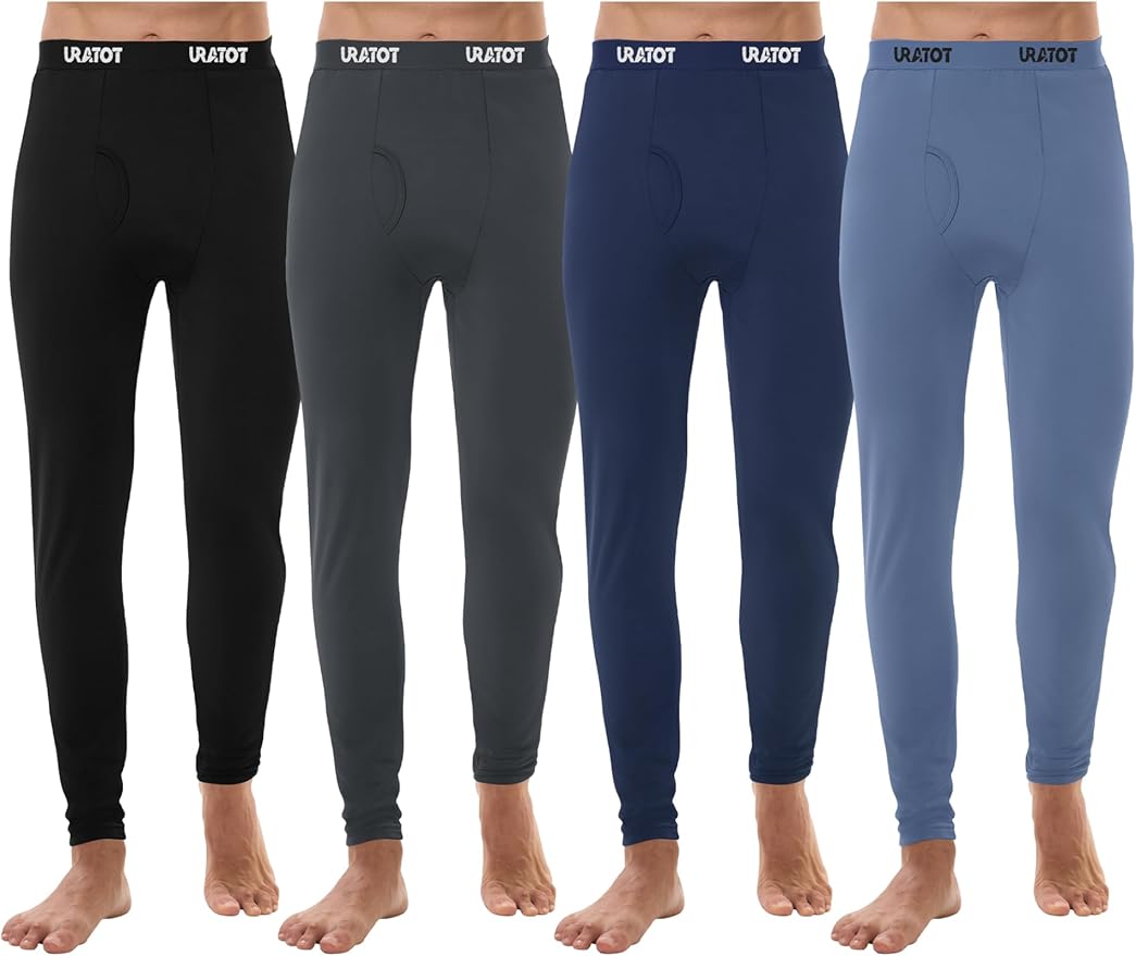 URATOT Men's Thermal Underwear Bottom Fleece Long Johns for Men Soft Warm Base Layer Thermal Pants for Cold Weather