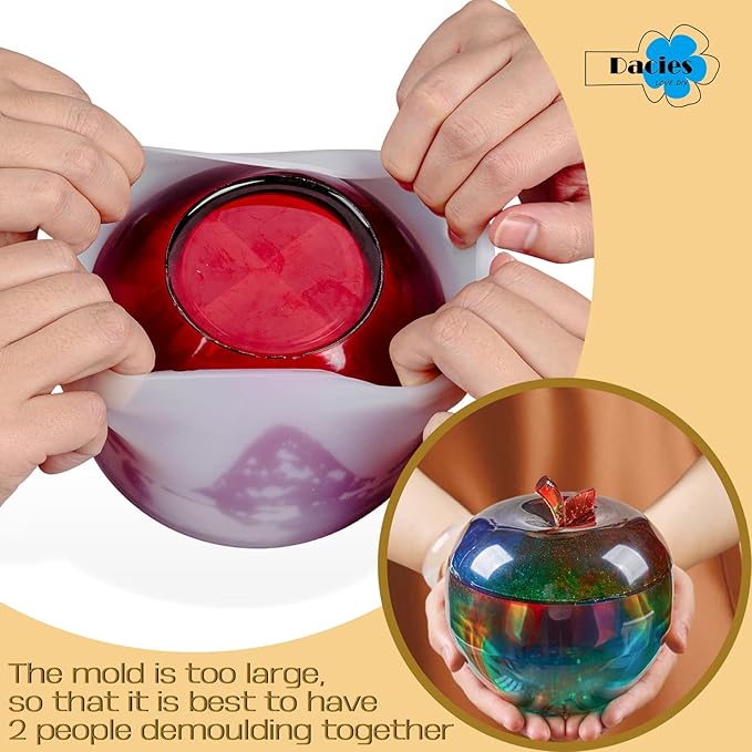 Apple Jar Resin Molds Extra Large, 5inch Jars Silicone Molds with Lid for Epoxy Resin Casting for DIY Jewelry Storage Box, Candy Container, Candle Vessel, Home Decoration