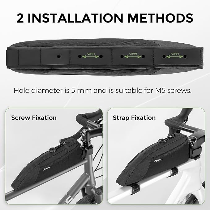 ROCKBROS Top Tube Bike Bag for Cycling, Bicycle Frame Bag for Bikepacking, Waterproof Bike Storage Bag, Cycling Accessories for Road Mountain Gravel Electric Bike (Black)