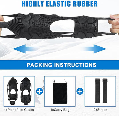Spikeless Ice Cleats,Anti-Slip Snow Winter Traction Grips Crampoms for Slick Wet Surface Indoor Outdoor Use Ice Shoes Grippers Rubber Tread Overshoes