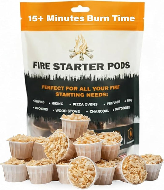 Quick to Light Wax Fire Starters Camping | 15+ Min Burn time, Fire Starters for Campfires (Pack of 50)