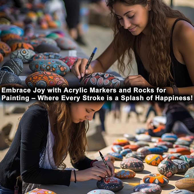 Acrylic Paint Markers, 24 Colors Dual Tip Acrylic Paint Pens for Rock Painting, Fabric, Wood, Canvas, Stone, Glass, Scrapbook, DIY Crafts & Art Supplies - Stocking Stuffers & Christmas Gifts.