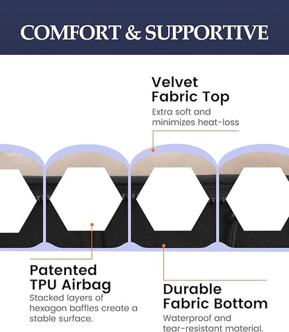 Inflatable Sleeping Pad for Camping, Extra-Thick 4.75" Single Air Mattress with Soft Velvet Top, Machine Washable, Family Lightweight 4-Season Pad for Traveling & Hiking, Brown