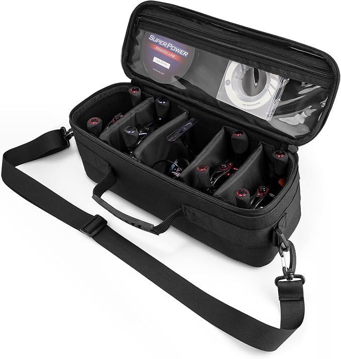 KastKing Fishing Reel Case Medium & Large, Customize Storage, Shockproof Internal Divider Design, Rigid Structural Loadmaster System, Tough and Water-resistant, Keep Reels Protective, Two Size Options