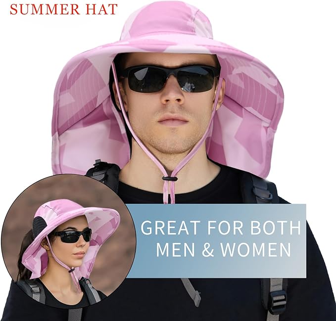 Sun Hat for Men Women with Neck Flap,UPF 50+ UV Protective Hiking Fishing Hats,Wide Brim Sun Hat for Women&Men