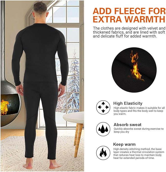 Men's Thermal Underwear Set Sport Long Johns Base Layer