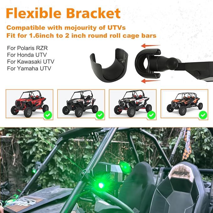SUNPIE Mirrors for UTV w/LED Lights turn signals for Roll Bar 1.5 to 2inch Compatible with Polaris RZR Can-Am Pioneer Talon Kawasaki Teryx Mule, UTV Accessories Mirror