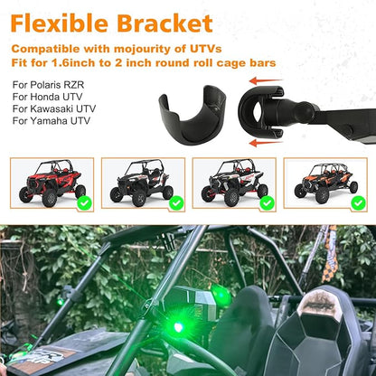 SUNPIE Mirrors for UTV w/LED Lights turn signals for Roll Bar 1.5 to 2inch Compatible with Polaris RZR Can-Am Pioneer Talon Kawasaki Teryx Mule, UTV Accessories Mirror