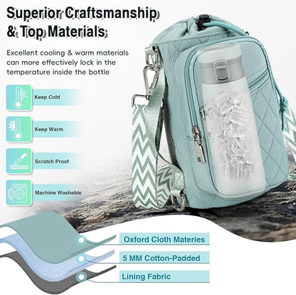 Water Bottle Carrier Bag with Strap, Water Bottle Holder Crossbody Bags for Women Men for Walking, Hiking,Cycling