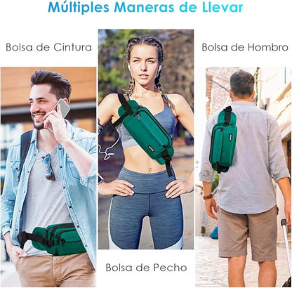 AGPTEK Fanny Pack for Women Men, RFID Large Capacity Waist Wallet Bag, Adjustable & Waterproof Bum Belt Pouch for Travel, Running, Shopping, Hiking, Dog Walking, Cycling, Climbing