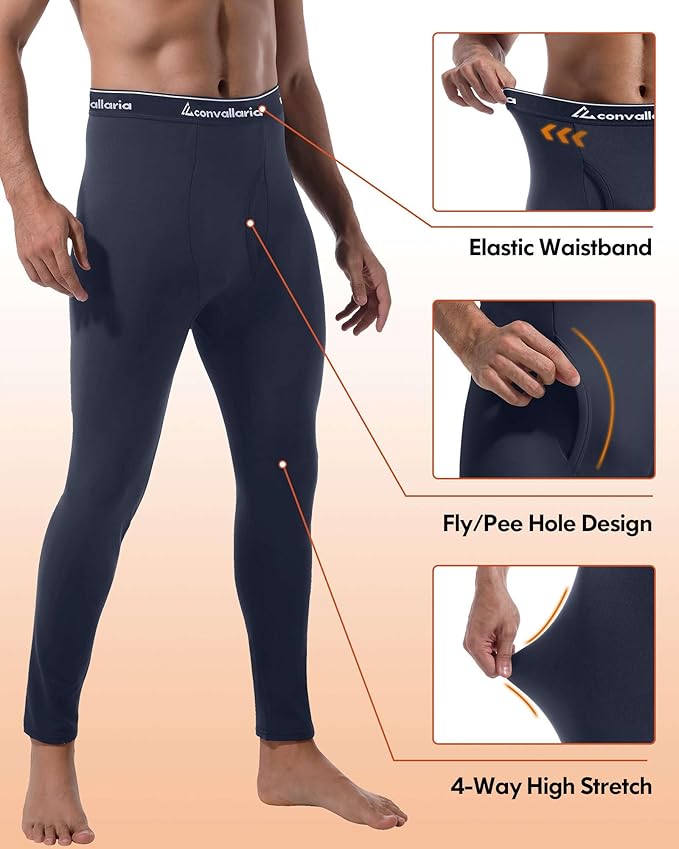 Men's Thermal Pants Fleece Lined Long Johns Compression Bottom Athletic Base Layer Cold Weather Gear 1 2 4 Pcs