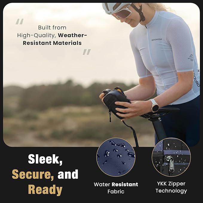 Lumiere & Co. Bike Saddle Bag – Ultra Small (0.2L) & Medium (0.5L) Options | Sleek Minimalist Design, Secure Hook & Loop Strap