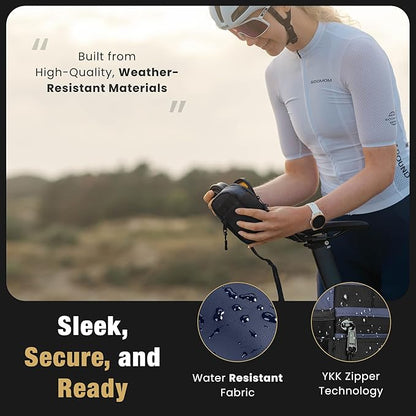 Lumiere & Co. Bike Saddle Bag – Ultra Small (0.2L) & Medium (0.5L) Options | Sleek Minimalist Design, Secure Hook & Loop Strap