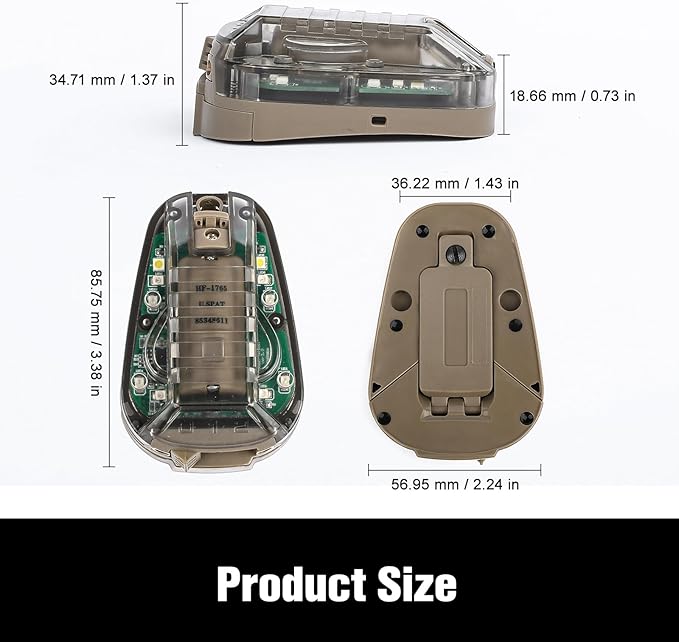 Tactical Helmet IR Strobe Light,Identification Light with Optional 4 Modes, Survival Signal for Outdoor Sports (Brown Base-Green)