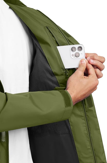 Little Donkey Andy Men's Waterproof Rain Jacket Outdoor Lightweight Rain Shell Coat for Hiking,Golf,Travel