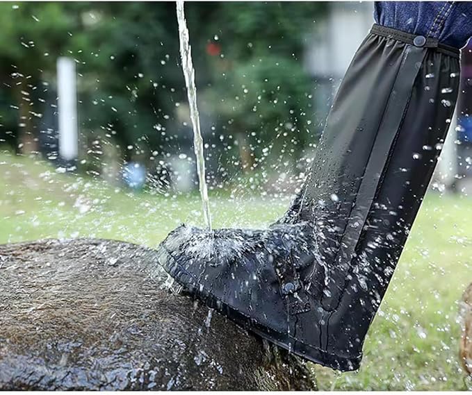 Waterproof Shoe Covers for Rain, Outdoor Cycling Non-Slip Rain Boots Covers Foldable Reusable Overshoes with Reflector for Women & Men