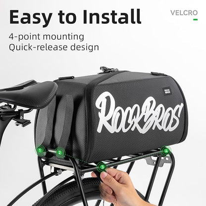 ROCKBROS Bike Bags for Bicycle Rear rack - 12L/15L Bike Ebike Trunk Pannier Saddle Bag with Shoulder Strap for Commuter Travel Outdoor Accessories Gear