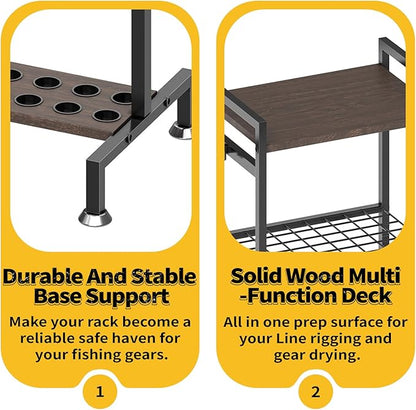 SOYEEZE Fishing Rod Holder for 28 Rods, Ground Stand Fishing Pole Holders for Garage, 3-Sided Vertical Fish Rod Rack for Tackle Box, Fishing Supplies,a Display Fish Gear Storage Gift for Man