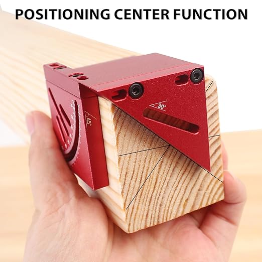 45/90 Degree Aluminum Alloy Woodworking Square Protractor, Multi Angle Measuring Ruler, High Precision Layout Measuring Tool for Engineer Carpenter (Red)