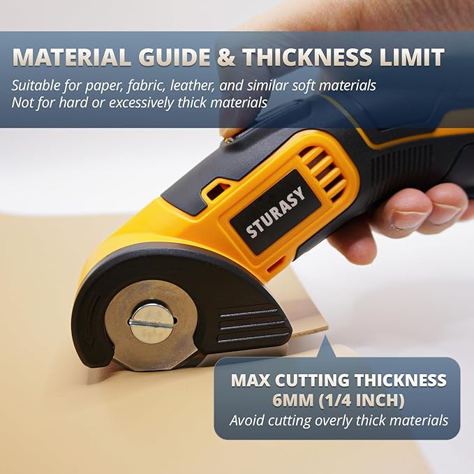 Cordless Electric Scissors, Power Cardboard Cutter with Safety Lock, Rechargeable 4V 2000mAh Electric Box Cutter for Cardboard, Fabric, Carpet, Leather, Paper, Plastic, Packages, Rotary Cutter