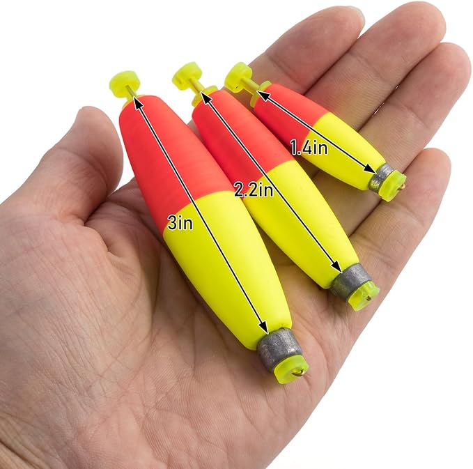 Dr.Fish Cigar Fishing Bobbers Weighted Fishing Floats EVA Foam Snap-On Spring Floats Fly Sea Boat Fishing for Bass Trout Panfish Bluegills