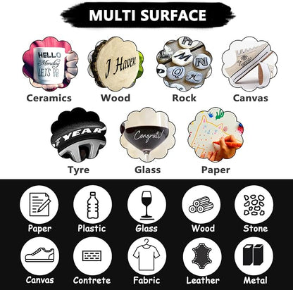 TFIVE Paint Markers Pens - 54 Colors Medium Tip Markers, Permanent, Waterproof & Quick Dry, Paint Pen for Metal, Wood, Fabric, Plastic, Rock Painting, Mugs, Canvas, Glass, Art Craft