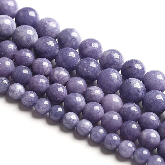 10MM 38PCS Lavender Purple Chalcedony Stone Loose Beads for Jewelry Making DIY Bracelet Necklace