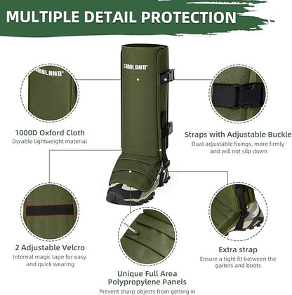 CAMULAND Snake Gaiters for Men & Women, Durable Waterproof Snake Guards for Lower Leg Protection