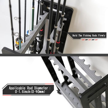 Fishing Rod Holder,Fishing Pole Holders for Garage,Rod Holder for 16 Rod and Reel Combos,Vertical Fishing Rod Rack Floor Storage,Fishing Gifts for Men (Gray)