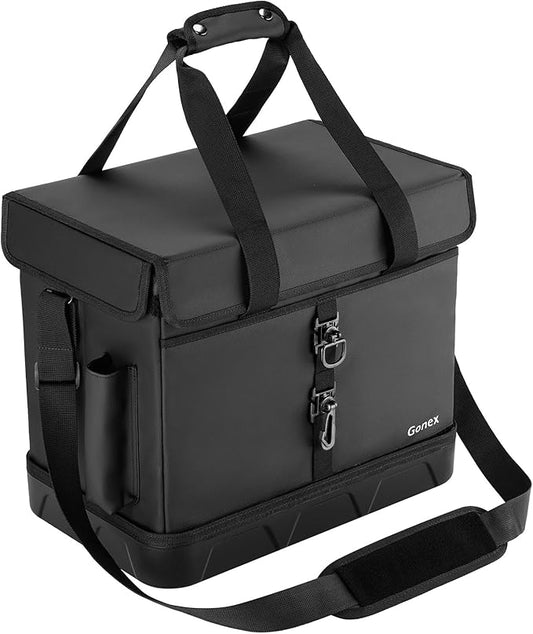 Gonex Fishing Tackle Bag for Freshwater/Saltwater with Detachable 3700 Tackle Box Pouch, Rod Pouch & Live Fish Storage Liner, Dual Carrying Fishing Gear Storage Bag (Black)