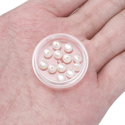 Natural Half Drilled Pearl Beads White 4.5-5mm 12pcs AAAA Freshwater Cultured Loose Gemstone Beads for DIY Stud Earring Jewelry Making