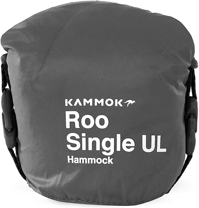 KAMMOK: Roo Single Ultra Light Hammock | Strong & 100% Recycled Fabric | Water Resistant, Ripstop Fabric | Comfortable, Packable, Lightweight (Adventure Grade, Granite Gray