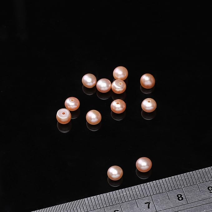Natural Half Drilled Pearl Beads Pink 4.5-5mm 12pcs AAAA Freshwater Cultured Loose Gemstone Beads for DIY Stud Earring Jewelry Making