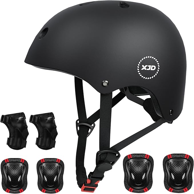 XJD Kids Bike Helmet,Multi-Sport Protective Gear Set for 3-5-8-14 Years Boys Girls with Knee and Elbow Pads Wrist Guards fit Roller Skates,Cycling,Skateboarding,Christmas Birthday Gifts for Kids