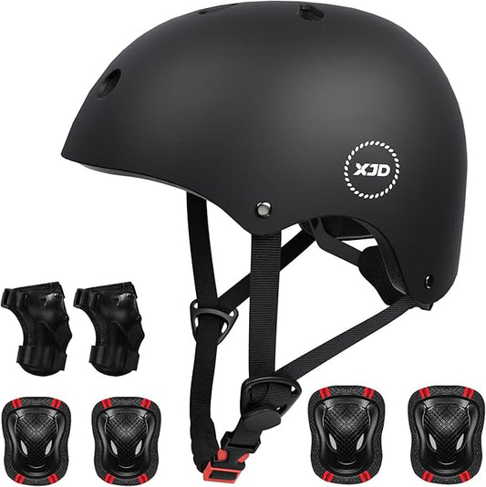 XJD Kids Bike Helmet,Multi-Sport Protective Gear Set for 3-5-8-14 Years Boys Girls with Knee and Elbow Pads Wrist Guards fit Roller Skates,Cycling,Skateboarding,Christmas Birthday Gifts for Kids