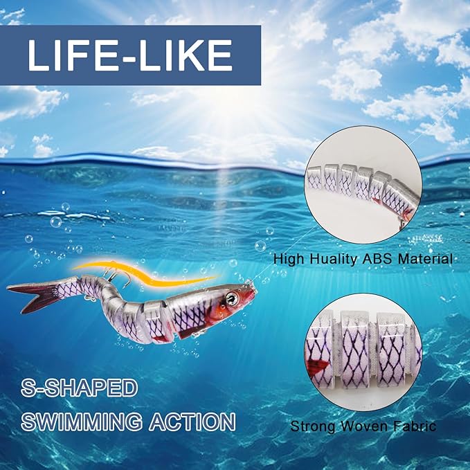 Fishing Lures for Bass Trout Topwater Multi Jointed Swimbaits Slow Sinking Bionic Swimming Lures Bass Freshwater Saltwater Bass Lifelike Fishing Lures Kit