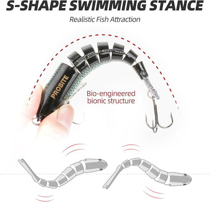 5PCS Lifelike Fishing Lures – Multi-Jointed Swimbait for Bass, Trout, Crappie, Walleye, Pike, Realistic Action with 3D Fish Eyes and Sharp Hooks, Perfect for Fishing Kits in Saltwater & Freshwater