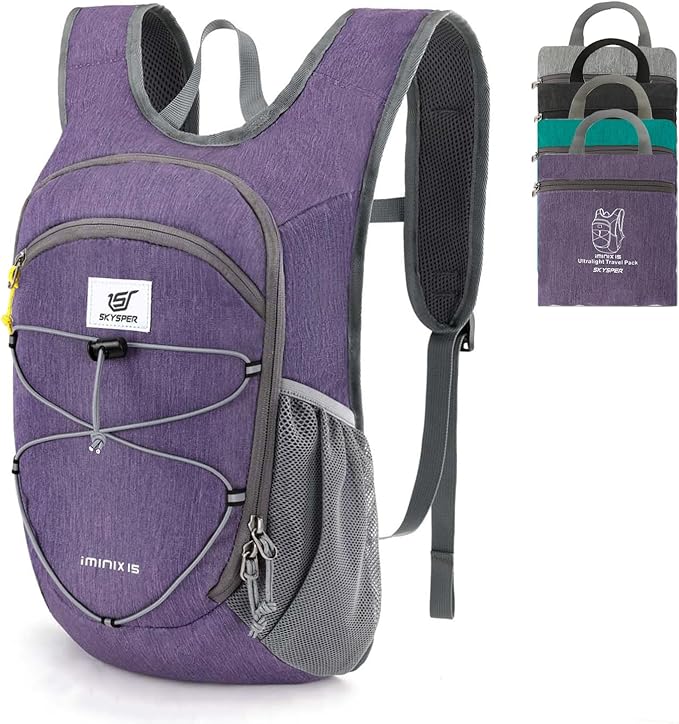 SKYSPER 15L/20L Foldable Hiking Backpack Lightweight Packable Travel Daypack with Chest Strap Small Folding Pack for Walking