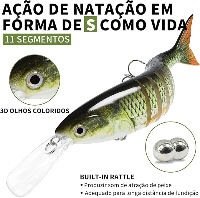 TRUSCEND Easy Catch Swimmax, Magic Noisy Turbulent Wiggling and Vibrating Actions for More Bites, Segmented Swimbait Jointed by Dyneema Strongest Fiber, Lifelike Fishing Lures for Relax Family Fishing