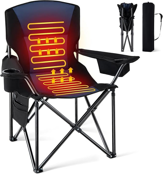Homcosan Heated Camping Chair for Adults, Portable Outdoor Chairs with 3 Heat Levels, Oversized Foldable Lawn Chairs Without Power Bank, Perfect for Camping, Outdoor Sports, Picnics, Fishing (Blue)