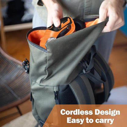 Cordless Electric Scissors, 4V Box Cutter & Cardboard Cutter with 2 Titanium Blades - Rotary Cutter with LED Light for Fabric, Leather, Carpet, Plastic, Crafting + Storage Case (Orange)