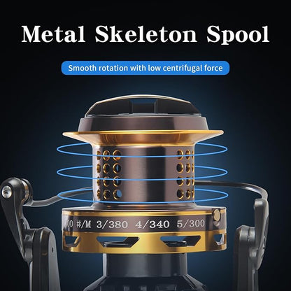 HAUT TON Spinning Reel 8000/9000/10000/12000/14000,6+1BB Metal Surf Fishing Reels,4.8:1 Gear Ratio 55lbs Drag Heavy Long Casting Inshore Saltwater Monster Fish